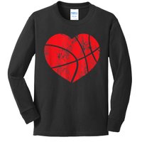 Basketball Heart Love Valentines Day Sport Player Coach K.i.d.s Kids Long Sleeve Shirt