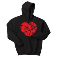 Basketball Heart Love Valentines Day Sport Player Coach Kids Kids Hoodie