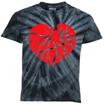 Basketball Heart Love Valentines Day Sport Player Coach Kids Kids Tie-Dye T-Shirt