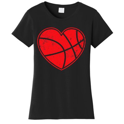 Basketball Heart Love Valentines Day Mom Women's T-Shirt