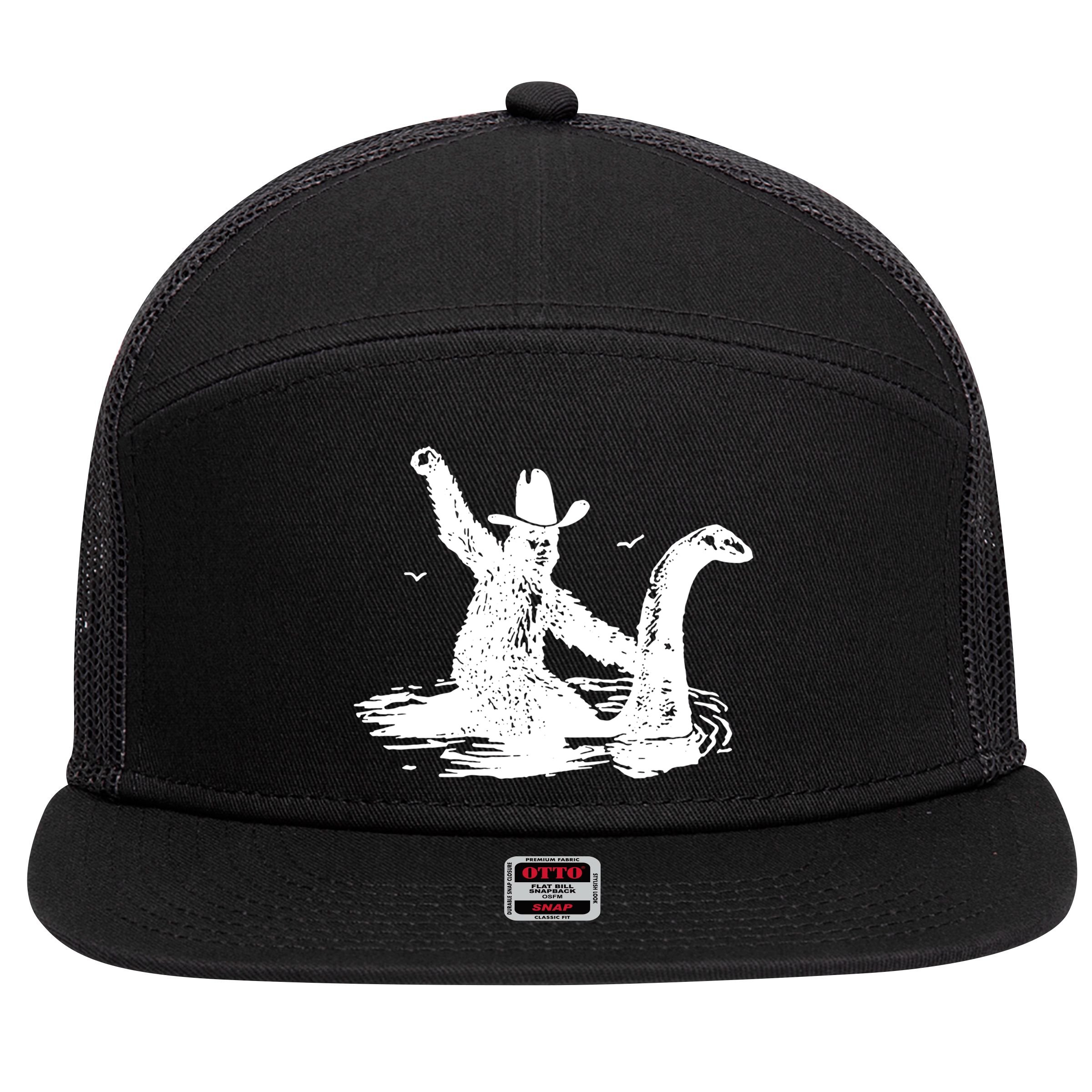 Bigfoot Hilarious Loch Ness Monster 7 Panel Mesh Trucker Snapback Hat