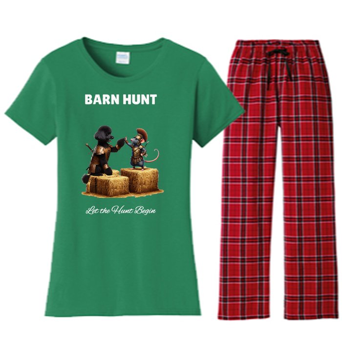 Barn Hunt Lover Cute Warrior Rat And Black Women's Flannel Pajama Set