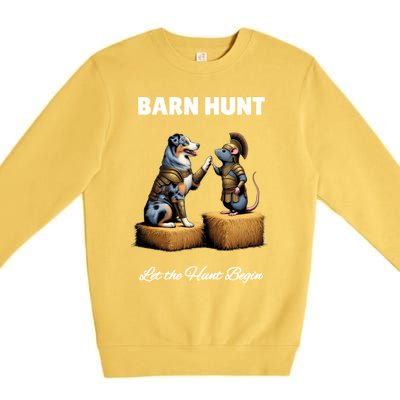 Barn Hunt Lover Cute Warrior Rat And Blue Merle Aussie Dog Gift Premium Crewneck Sweatshirt