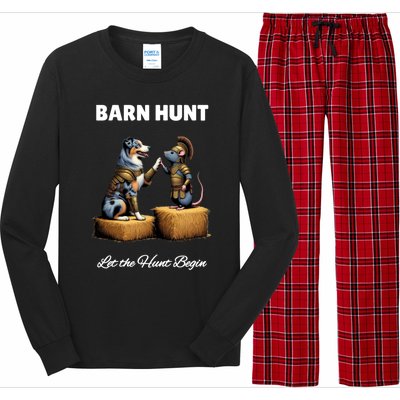 Barn Hunt Lover Cute Warrior Rat And Blue Merle Aussie Dog Gift Long Sleeve Pajama Set