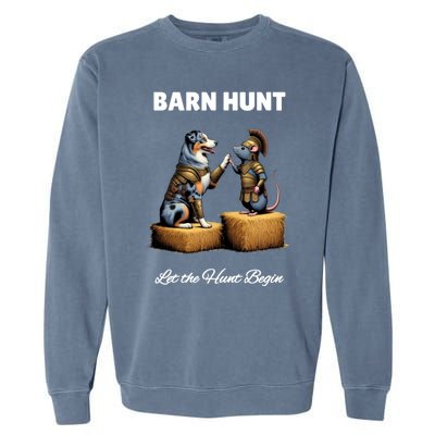 Barn Hunt Lover Cute Warrior Rat And Blue Merle Aussie Dog Gift Garment-Dyed Sweatshirt