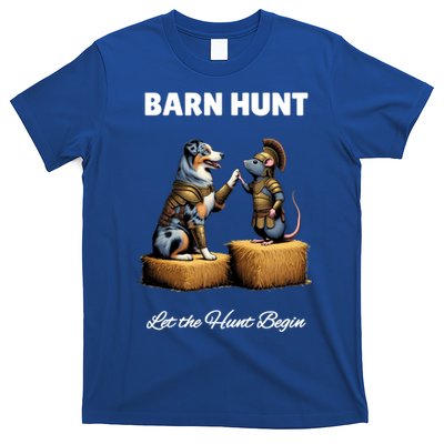 Barn Hunt Lover Cute Warrior Rat And Blue Merle Aussie Dog Gift T-Shirt