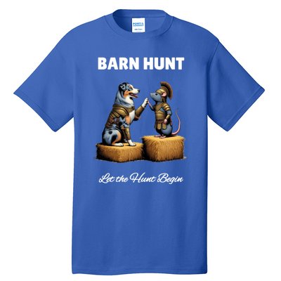 Barn Hunt Lover Cute Warrior Rat And Blue Merle Aussie Dog Gift Tall T-Shirt