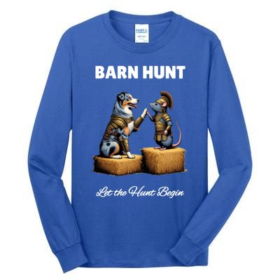 Barn Hunt Lover Cute Warrior Rat And Blue Merle Aussie Dog Gift Tall Long Sleeve T-Shirt