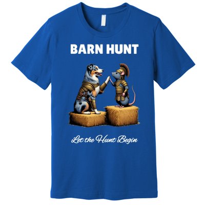 Barn Hunt Lover Cute Warrior Rat And Blue Merle Aussie Dog Gift Premium T-Shirt