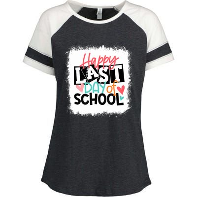 Bleached Happy Last Day Of School Teacher Student Graduation Enza Ladies Jersey Colorblock Tee