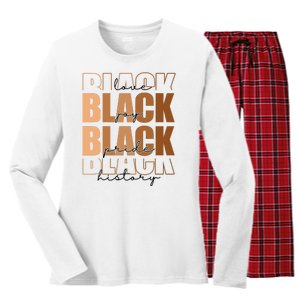 Black History Love Pride Month Melanin Women's Long Sleeve Flannel Pajama Set 