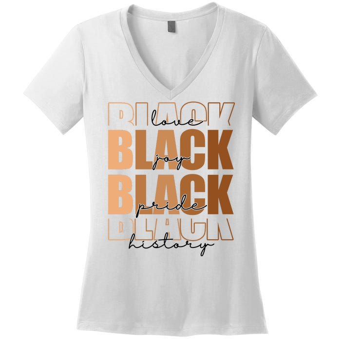 Black History Love Pride Month Melanin Women's V-Neck T-Shirt