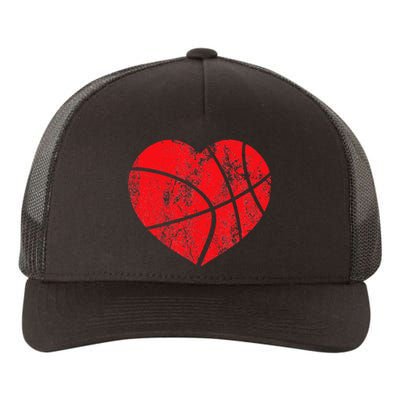 Basketball Heart Love Valentines Day Sport Player Coach Kids Yupoong Adult 5-Panel Trucker Hat