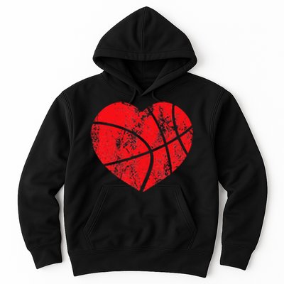 Basketball Heart Love Valentines Day Sport Player Coach Kids Hoodie