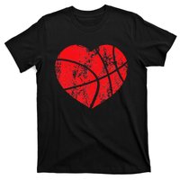 Basketball Heart Love Valentines Day Sport Player Coach Kids T-Shirt