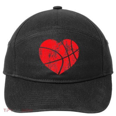 Basketball Heart Love Valentines Day Sport Player Coach Kids 7-Panel Snapback Hat