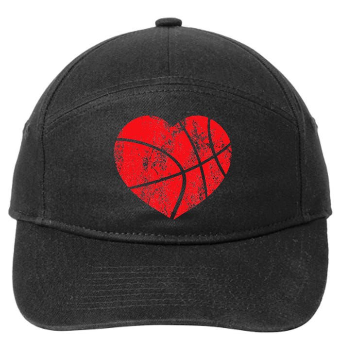 Basketball Heart Love Valentines Day Sport Player Coach Kids 7-Panel Snapback Hat