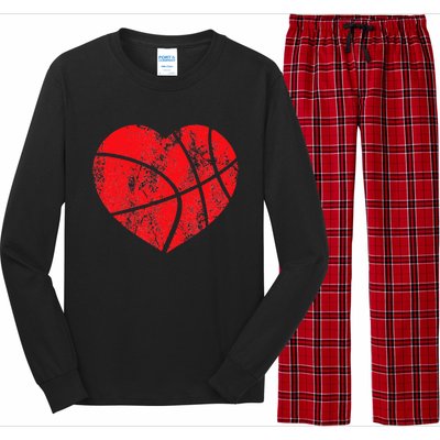 Basketball Heart Love Valentines Day Sport Player Coach Kids Long Sleeve Pajama Set