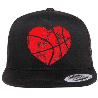 Basketball Heart Love Valentines Day Sport Player Coach Kids Flat Bill Trucker Hat