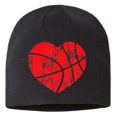 Basketball Heart Love Valentines Day Sport Player Coach Kids Sustainable Beanie