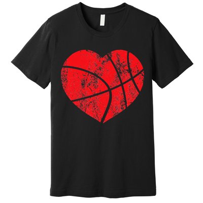Basketball Heart Love Valentines Day Sport Player Coach Kids Premium T-Shirt