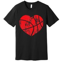 Basketball Heart Love Valentines Day Sport Player Coach Kids Premium T-Shirt