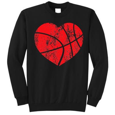 Basketball Heart Love Valentines Day Sport Player Coach Kids Tall Sweatshirt