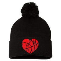 Basketball Heart Love Valentines Day Sport Player Coach Kids Pom Pom 12in Knit Beanie