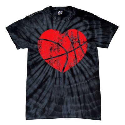 Basketball Heart Love Valentines Day Sport Player Coach Kids Tie-Dye T-Shirt