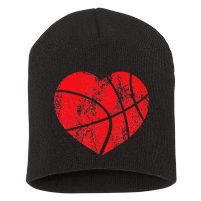 Basketball Heart Love Valentines Day Sport Player Coach Kids Short Acrylic Beanie