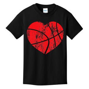 Basketball Heart Love Valentines Day Sport Player Coach Kids Kids T-Shirt