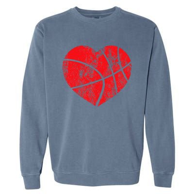 Basketball Heart Love Valentines Day Sport Player Coach Kids Garment-Dyed Sweatshirt