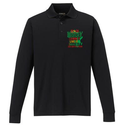 Black History Learn It Live It Make It 365 Days A Year Black History Month Gift Performance Long Sleeve Polo