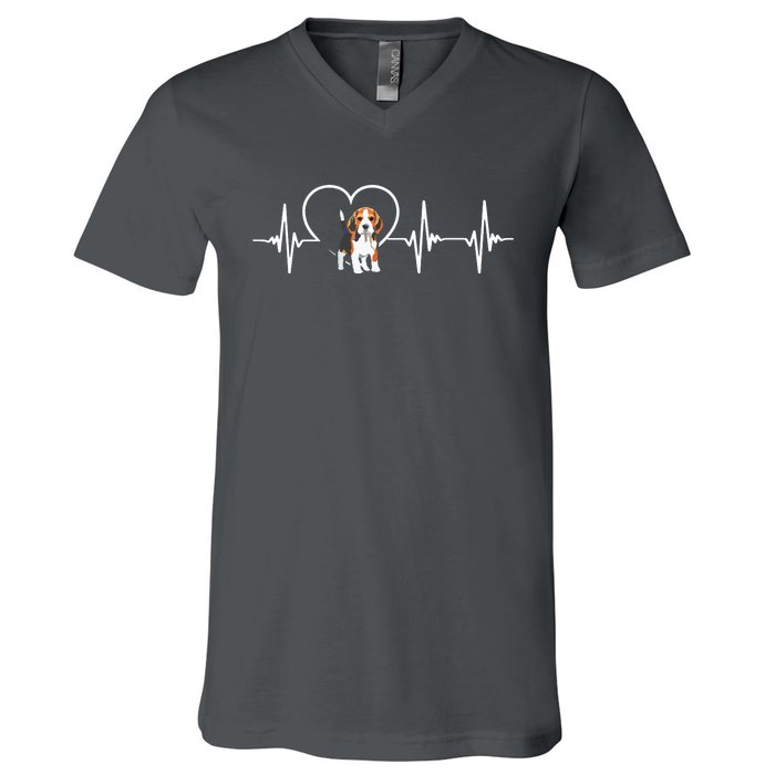 Beagle Heartbeat Love Beagle V-Neck T-Shirt