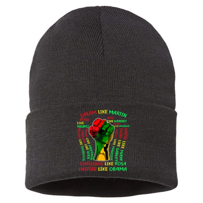 Black History Leaders Fist Hand Juneteenth African American Sustainable Knit Beanie