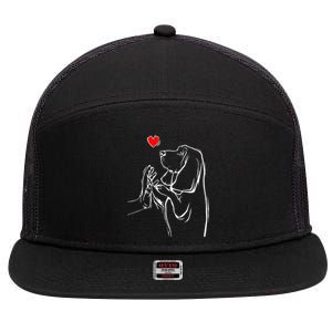 Basset Hound Love Dog  7 Panel Mesh Trucker Snapback Hat