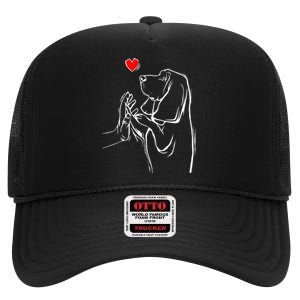 Basset Hound Love Dog  High Crown Mesh Back Trucker Hat