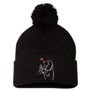 Basset Hound Love Dog  Pom Pom 12in Knit Beanie