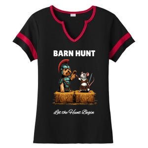 Barn Hunt Lover Cute Warrior Rat And Yorkshire Terrier Dog Gift Ladies Halftime Notch Neck Tee