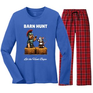 Barn Hunt Lover Cute Warrior Rat And Yorkshire Terrier Dog Gift Women's Long Sleeve Flannel Pajama Set 