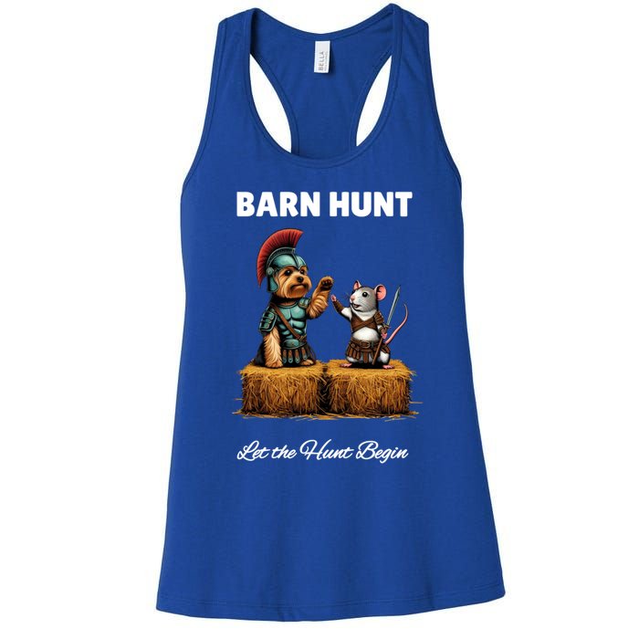 Barn Hunt Lover Cute Warrior Rat And Yorkshire Terrier Dog Gift Women's Racerback Tank