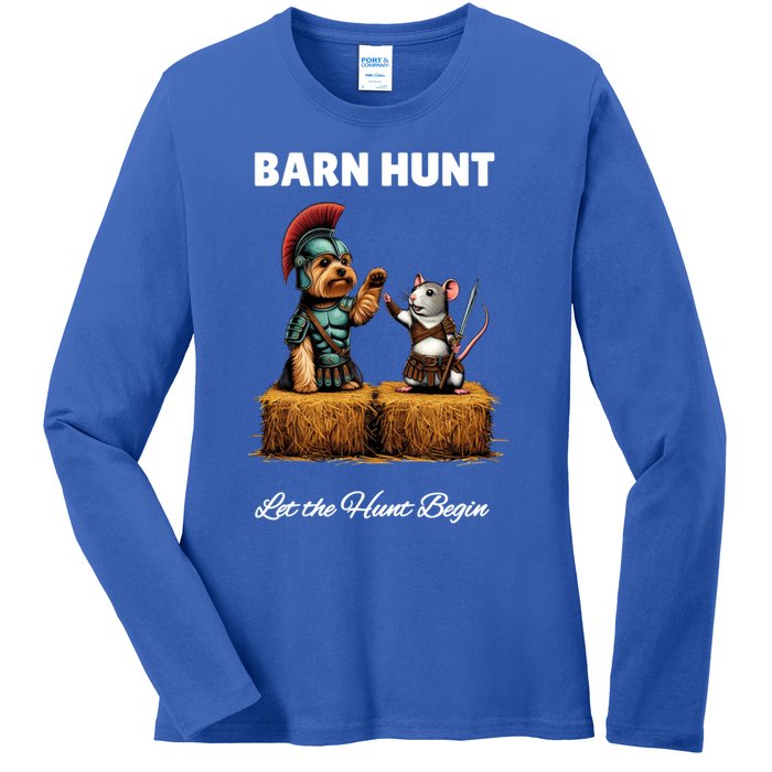 Barn Hunt Lover Cute Warrior Rat And Yorkshire Terrier Dog Gift Ladies Long Sleeve Shirt