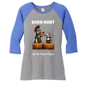 Barn Hunt Lover Cute Warrior Rat And Yorkshire Terrier Dog Gift Women's Tri-Blend 3/4-Sleeve Raglan Shirt