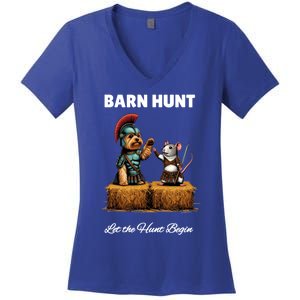 Barn Hunt Lover Cute Warrior Rat And Yorkshire Terrier Dog Gift Women's V-Neck T-Shirt