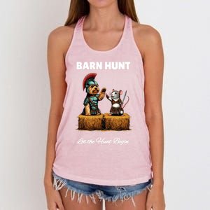 Barn Hunt Lover Cute Warrior Rat And Yorkshire Terrier Dog Gift Women's Knotted Racerback Tank