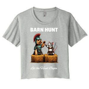 Barn Hunt Lover Cute Warrior Rat And Yorkshire Terrier Dog Gift Women's Crop Top Tee