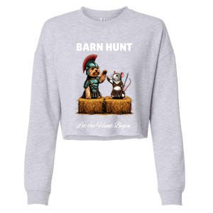 Barn Hunt Lover Cute Warrior Rat And Yorkshire Terrier Dog Gift Cropped Pullover Crew