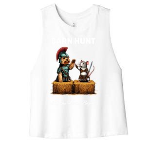 Barn Hunt Lover Cute Warrior Rat And Yorkshire Terrier Dog Gift Women's Racerback Cropped Tank