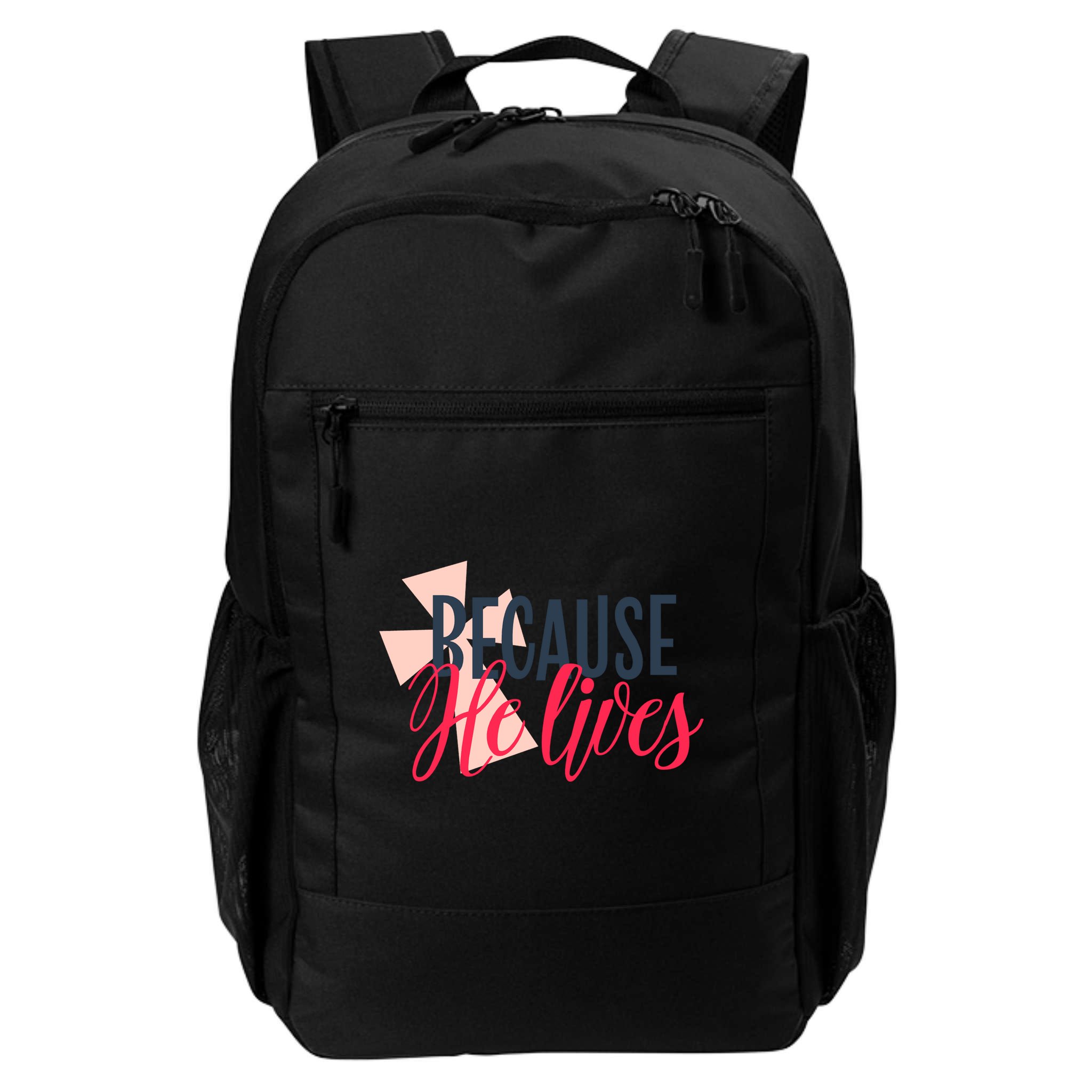 Because He Lives Jesus Cross Backpack