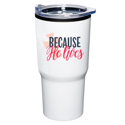 Because He Lives Jesus Cross Tumbler